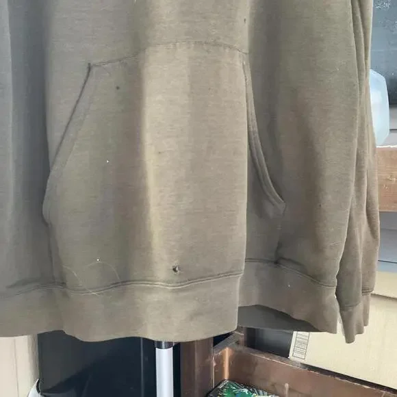 Vintage Carhartt Spell-Out Hoodie - Olive Green Rare 2XL - Picture 5 of 9